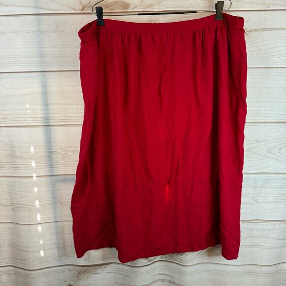 Vintage Land 'n Sea Red Elastic Waist Midi Skirt Size Large - Picture 1 of 4